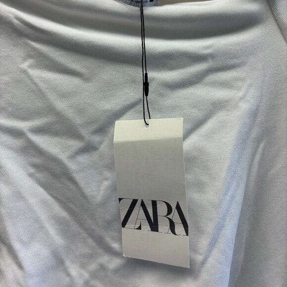 ZARA ASYMMETRICAL LONG SLEEVE WHITE MINI DRESS - Picture 2 of 3